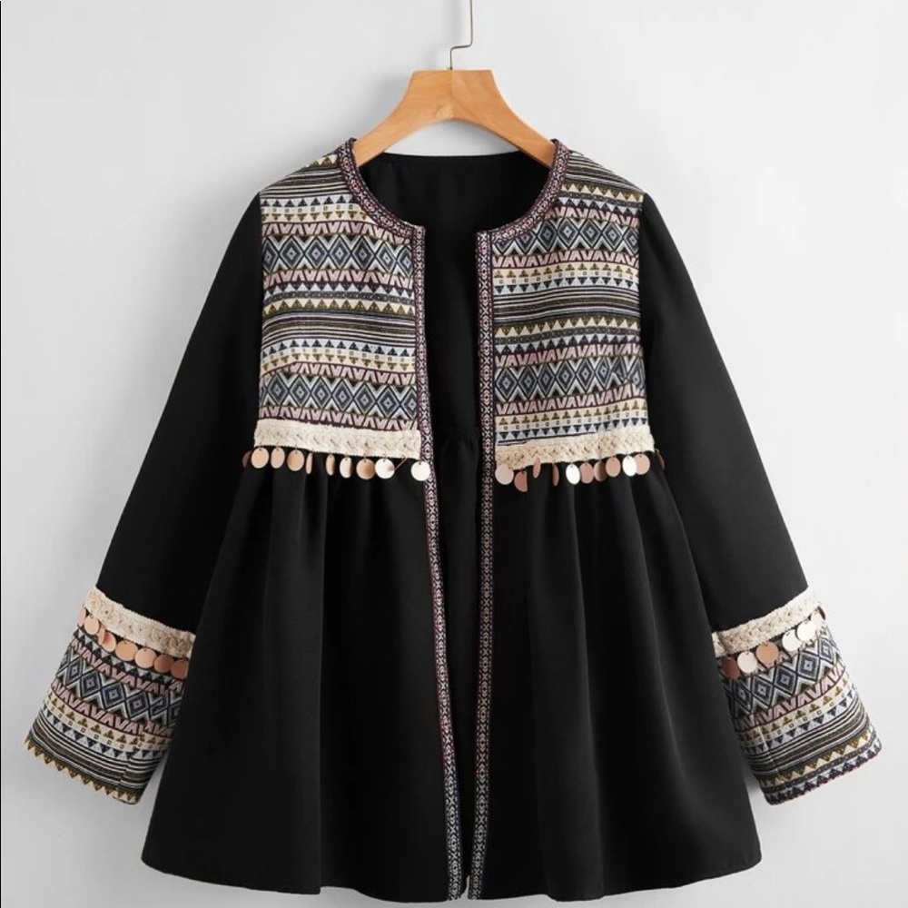 NWOT Geo Print Swing Coat